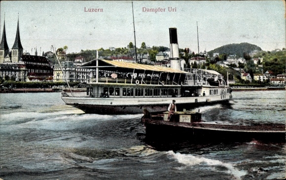 Postcard Lucerne City Switzerland, Steamer Uri