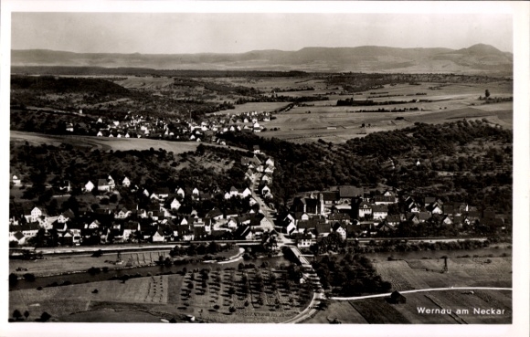 Postcard Wernau am Neckar, aerial photograph