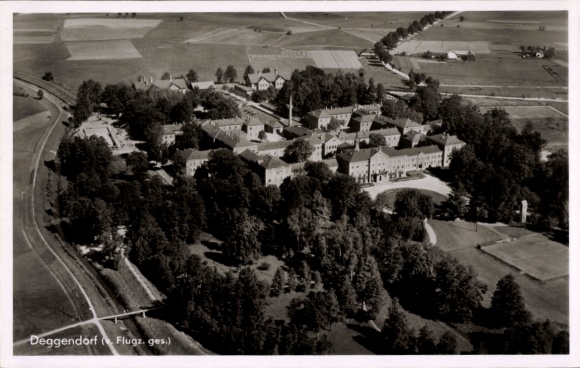 Postcard Deggendorf in the Bavarian Forest Lower Bavaria, aerial photograph
