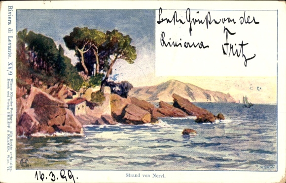 Artist Postcard Hlavacek, A., Nervi Genova Genoa Liguria, Riviera di Levante, coast