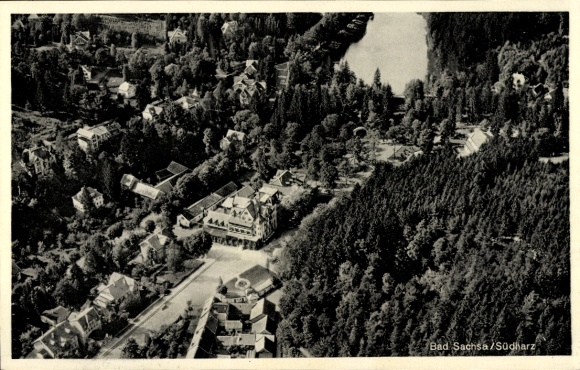 Postcard Bad Sachsa in the Harz Mountains, aerial photograph