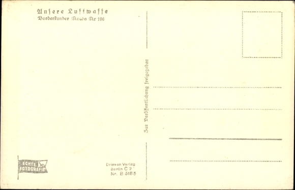 Postcard Luftwaffe, border customer Arado Ar 196, German warship, fighter plane, Kriegsmarine