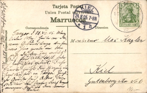 Postcard Tangier Morocco, Kaiser Wilhelm II, state visit on 31 March 1905, Spanish colony