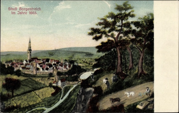 Postcard Borgentreich in Westphalia, town view in 1665