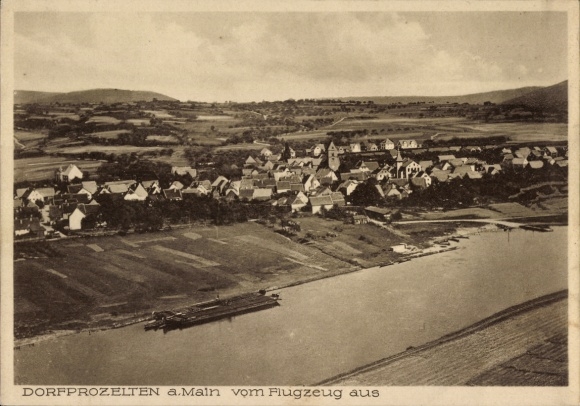 Postcard Dorfprozelten am Main Unterfranken, aerial photograph