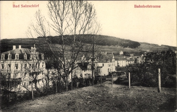 Postcard Bad Salzschlirf in Hessen, old houses in the Bahnhofstrasse