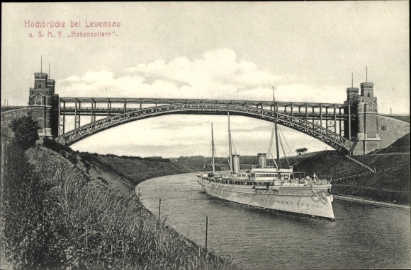 Ak Levensau Neuwittenbek in Schleswig Holstein, Levensauer Hochbrücke, SMY Hohenzollern