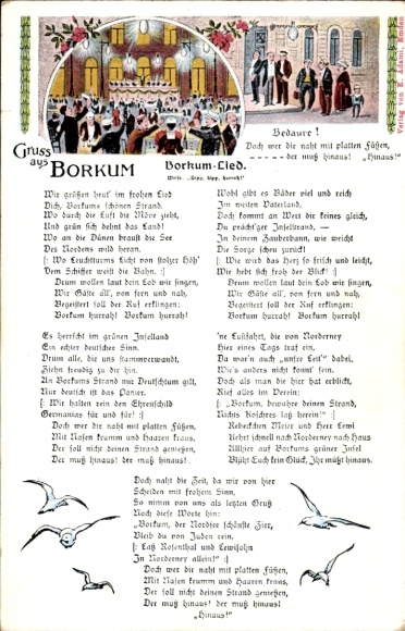 Judaika Song Postcard Borkum Song, Flat Feet, Anti Jewish