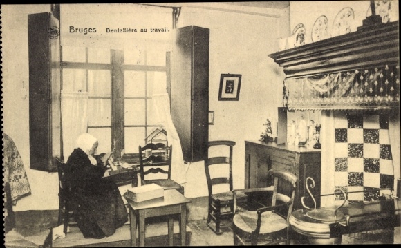 Postcard Bruges Bruges Flanders West Flanders, lace making