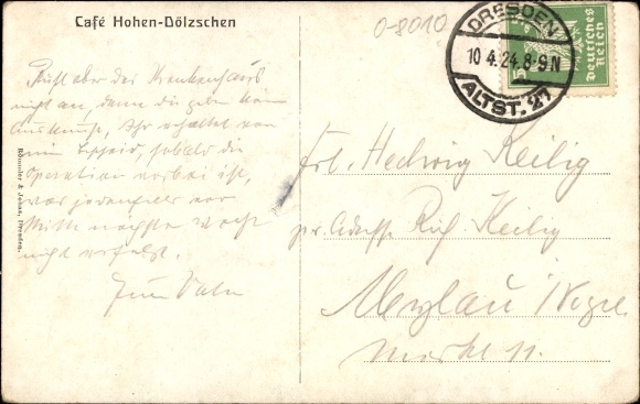 Postcard Dresden Cotta Dölzschen Hohendölzschen, Cafe, view of the town