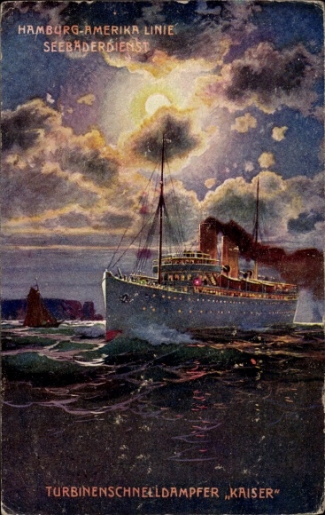 Artist Postcard Turbine fast steamer Kaiser, HAPAG Seebäderdienst
