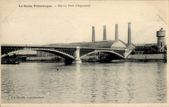 Ak Argenteuil Val d'Oise, Brücke, Fluss, Industrie,  Ansicht, Architekturstil