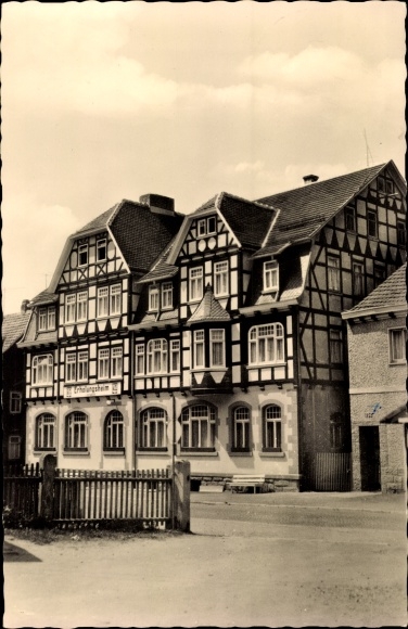 Postcard Steinbach Hallenberg in the Thuringian Forest, FDGB rest home progress, half-timbered house