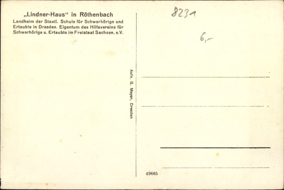 KP Röthenbach Pretzschendorf Klingenberg w Rudawach Wschodnich, dom Lindnera, wiejski dom dla niedosłyszących