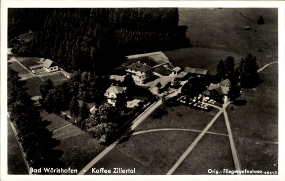 Ak Bad Wörishofen, Fliegeraufnahme, Kaffee Zillertal