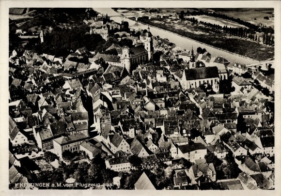 Postcard Kitzingen in Mainfranken Bavaria, from the plane