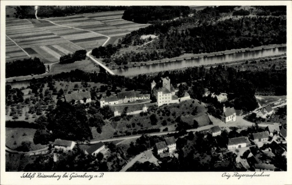 Ak Reisensburg Günzburg an der Donau Schwaben, Fliegeraufnahme, Schloss