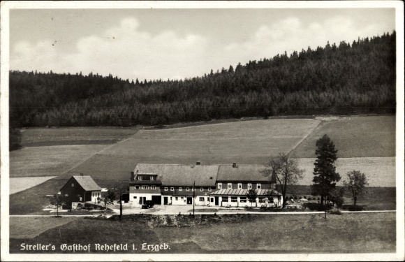 Postcard Rehefeld fence house Altenberg in the Ore Mountains, Streller&#39;s inn with surroundings