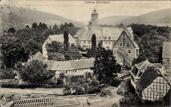 Postcard Büdingen in Hesse, castle green surroundings, architecture