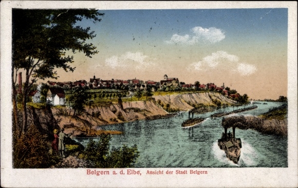 PC Belgern in Saxony, view of the town, Elbe section