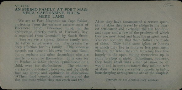 Zdjęcie stereo rodziny Eskimosów, Fort Magnesia, Cape Sabine, Ellesmere Land