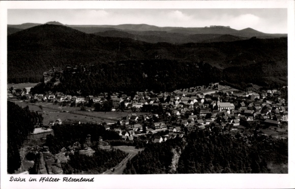 Postcard Dahn in the Palatinate, aerial photograph