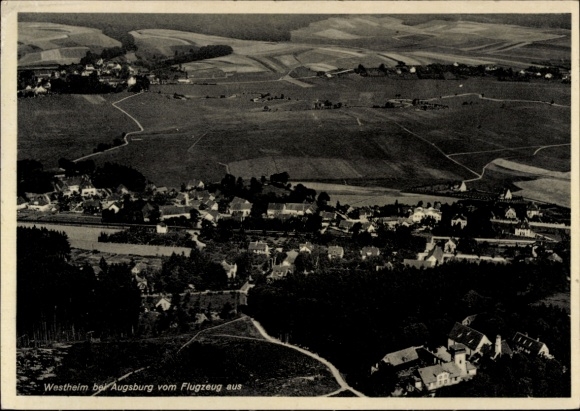 Postcard Westheim near Augsburg Neusäß in Swabia, aerial photograph