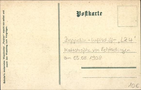 PC Echterdingen, airship LZ 4, explosion 1908, Ferdinand Graf von Zeppelin, portrait