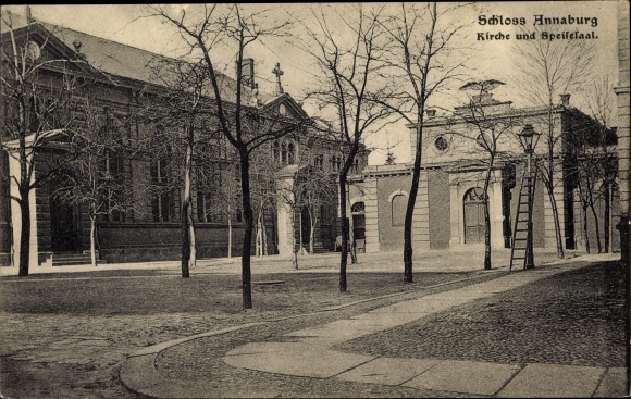Postcard Annaburg Saxony Anhalt, castle, church, dining room