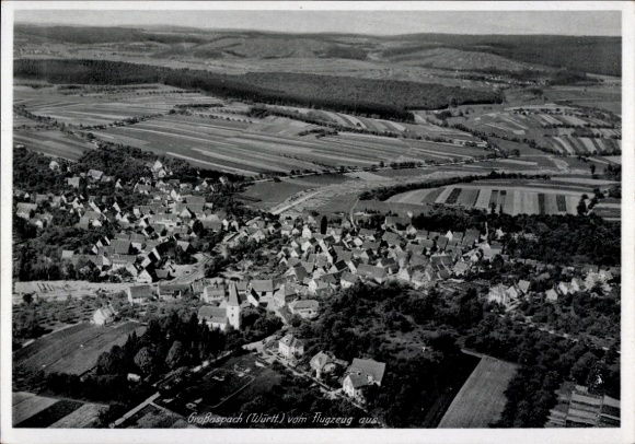 Postcard Großaspach Aspach near Backnang Württemberg, aerial photograph
