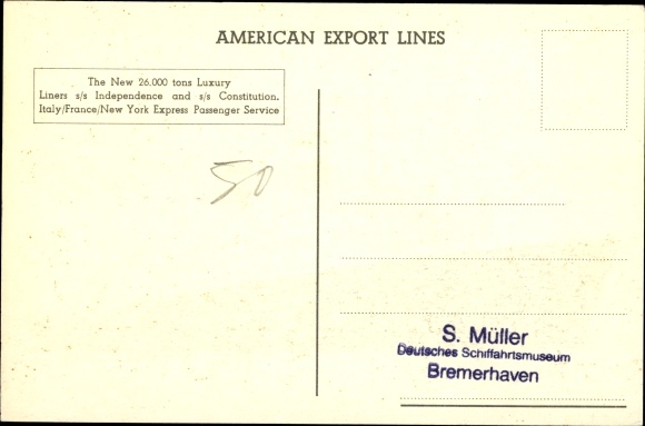 Ak-stoomboot SS Independence, American Export Lines