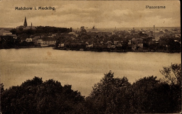 Ak Malchow in Mecklenburg, Panoramaansicht