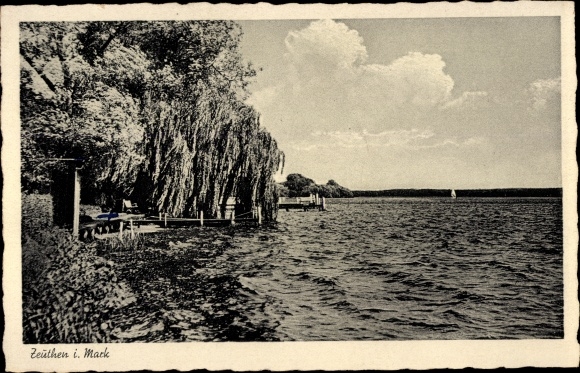 Postcard Zeuthen in der Mark, See, Steg