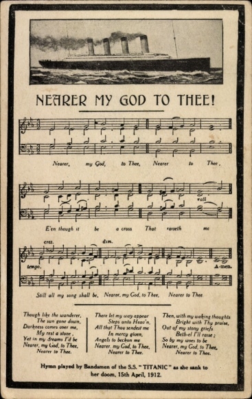 Lied Ak Nearer my God to Thee, Dampfer Titanic, White Star Line