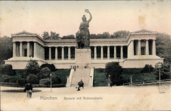 Postcard Munich, Bavaria, Hall of Fame