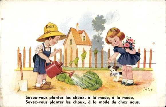 Artist PC Patt, Jim, Savez vous planter les choux, gardener pours cabbage