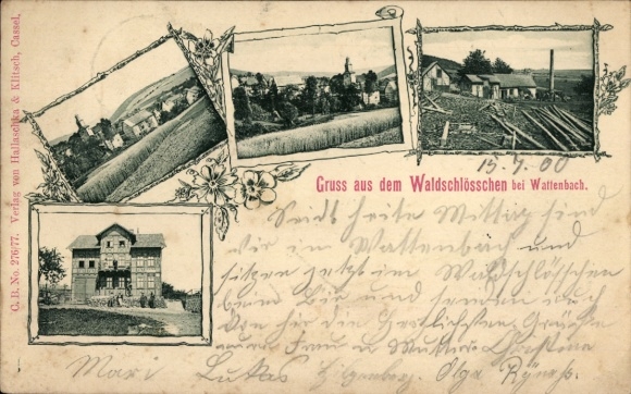Postcard Wattenbach Söhrewald in Hesse, partial views, Gasthaus Waldschlösschen