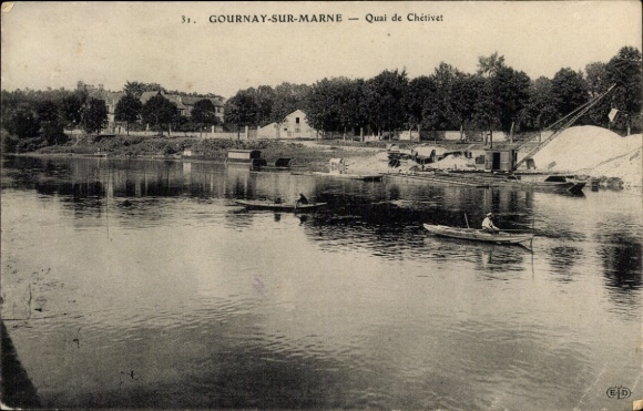 Postcard Gournay sur Marne Seine Saint Denis, Quai de Chetivet