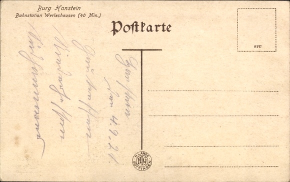 Postcard Rimbach Bornhagen in Thuringia, Berg und Burg Hanstein