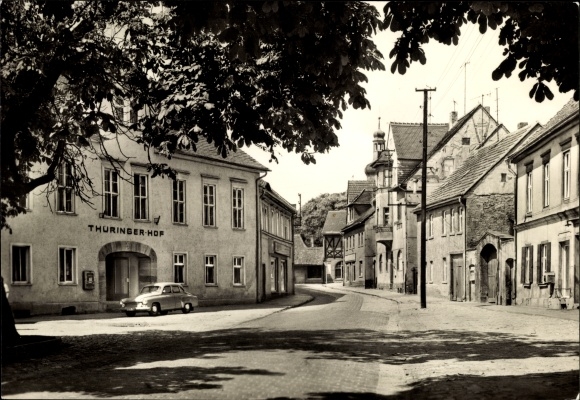 Ak Roßleben an der Unstrut Kyffhäuserkreis, Richard Hüttig Platz, Thüringer Hof