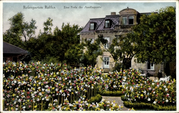 Postcard Rolika Dobitschen in Thuringia, rose garden
