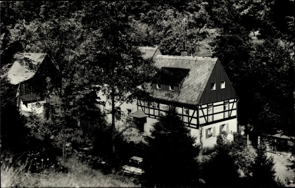Postcard Kleinhennersdorf Gohrisch in Saxon Switzerland, holiday home Liethenmühle in the forest