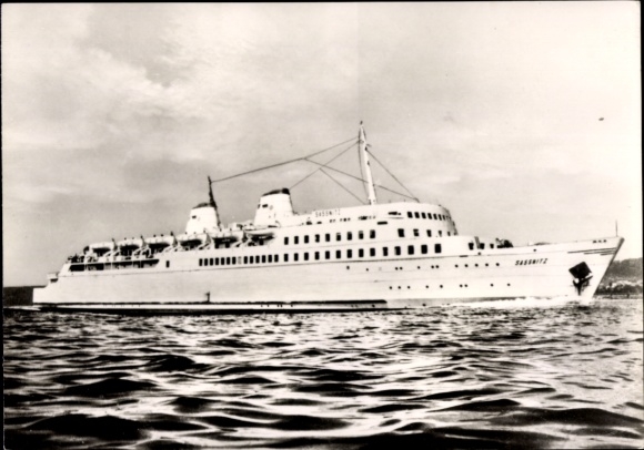 Postcard railway ferry of the Deutsche Reichsbahn MS Sassnitz