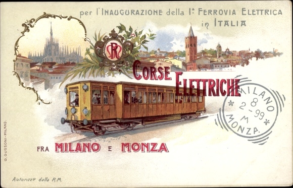 Chromo-Litho Milano Mailand Lombardia, Inauguration of the 1st Electric Railway in Italy, Milan and Monza