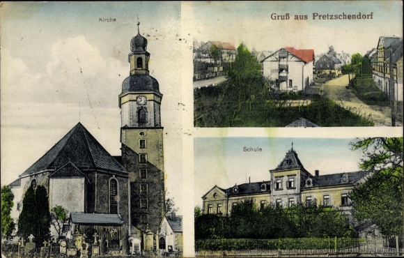 KP Pretzschendorf Klingenberg w Rudawach, kościół, szkoła