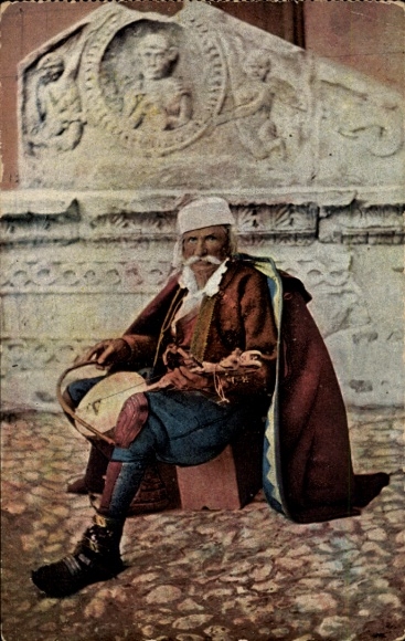 Postcard Guslar, violin player, folk singer