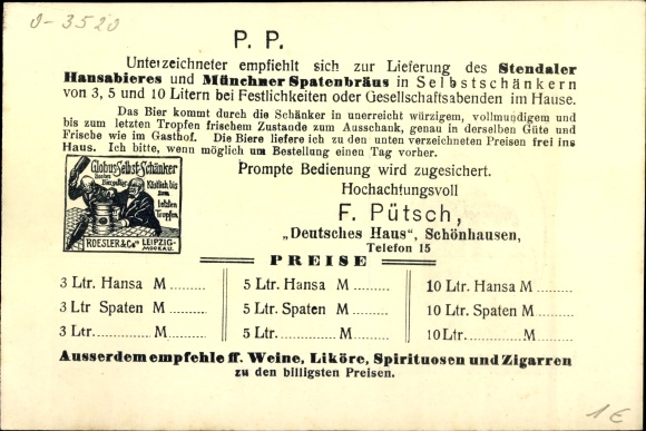 Postcard Schönhausen Elbe, Gasthof Deutsches Haus, Fr. Pütsch