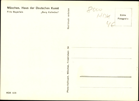 Artist PC Bayerlein, Fritz, Kallmünz in the Upper Palatinate, Kallmünz Castle, HDK 503