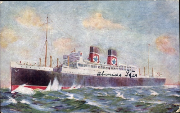 Kunstenaar Ak Dampfer Almeda Star, Blue Star Line