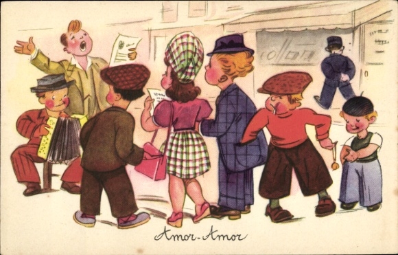 Artist Postcard Children steal from passers-by, street musicians